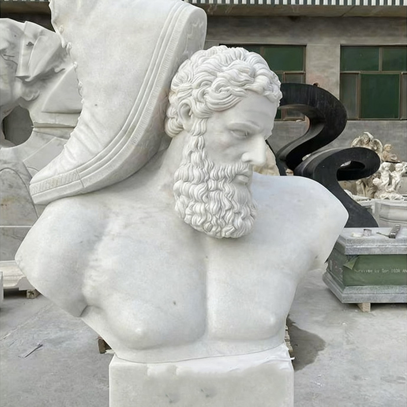 실물 크기 흰색 대리석 인간 조각품, 손으로 조각