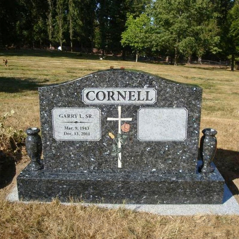 십자가 장미 무늬 화강암 동반자 묘비