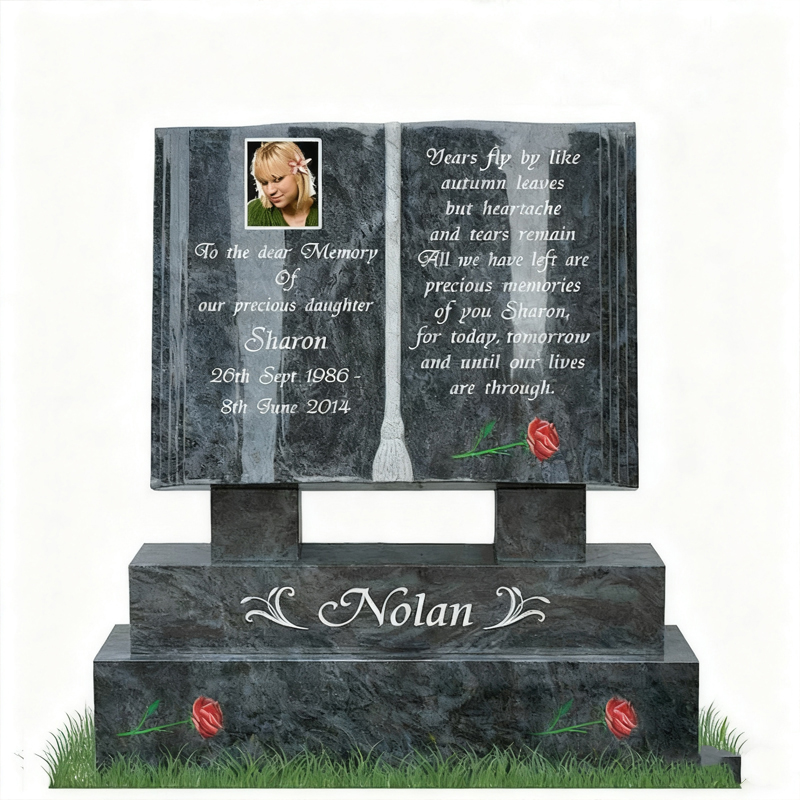 책 모양의 화강암 기념 묘비